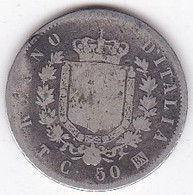 Italie. 50 Centesimi Stemma 1863 T Torino. Vittorio Emanuele II, En Argent - 1861-1878 : Víctor Emmanuel II