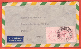 BRESIL LETTRE DE 1949 DE RIO DE JANEIRO POUR PARIS FRANCE - Frankeervignetten (Frama)