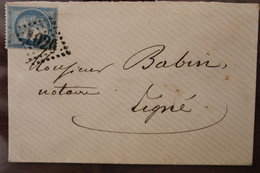 1871 Cérès Timbre Seul Sur Lettre GC 1020 Passé Par Saumur Tigné Cover Maury N°60 - 1849-1876: Classic Period