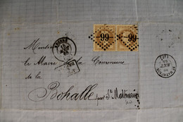 1868 Napoléon III Lauré La Bohalle Par St Mathurin GC 99 Après Le Départ Cover Paire Couleur Bistre - 1863-1870 Napoléon III Lauré