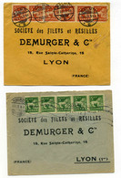 2 Letters From MALMO For France /  Stamps YT N°123 And 124  Dand Of 5 Stamps / 1922-1925 - Storia Postale