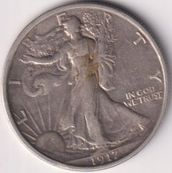 1917 S , WALKING LIBERTY HALF , REVERS MINT MARK - 1916-1947: Liberty Walking (Libertà Che Cammina)