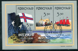 FAROE IS. 1990 Faeroese Flag Block Used.  Michel Block 4 - Féroé (Iles)