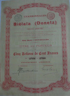 S.A. Charbonnages De Biélaïa (Donetz) -5act.de 100 Fr-t.a.p - Rusland