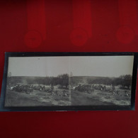 PHOTO STEREO MILITAIRE CHEVAUX LIEU A IDENTIFIER - Guerre, Militaire