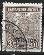 India  Trevancore    1941    SG  099  Overprint SERVICE     Fine Used - Travancore