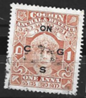 India   Cohin  1938   SG  052  Overprint   Fine Used - Cochin