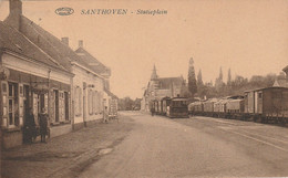 Santhoven / Zandhoven : Statieplein Met Stoomtram --- 1927 - Zandhoven