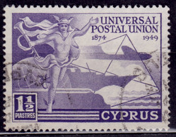 Cyprus 1949, UPU Issue, 1 1/2p, Sc#160, Used - Chipre (...-1960)