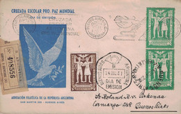 ARGENTINE - LETTRE DE BUENOS AIRES OMEC ILLUSTREE COLOMBE POUR LA FRANCE LE 24-12-1947 - AVEC RECIPISSE. - Covers & Documents