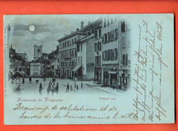 ZPI-19  Souvenir De Payerne  Grand-Rue  TRES ANIME. Dos Simple. Cachets Payerne Et Amriswil 1901 - Payerne