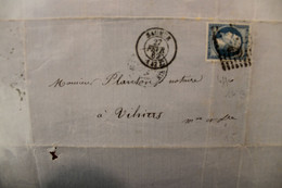 1862 Napoléon III VIHIERS 2830 Saumur Cover Couleur Bleu - 1853-1860 Napoléon III