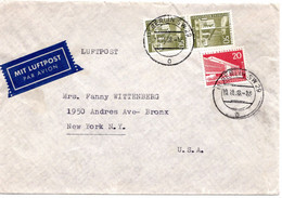 58120 - Berlin - 1958 - 2@50Pfg Bauten MiF A LpBf BERLIN -> New York, NY (USA) - Storia Postale