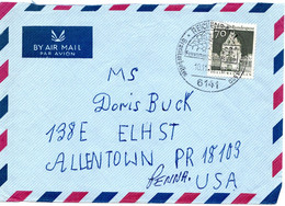 58138 - Bund - 1970 - 70Pfg Gr.Bauten EF A LpBf REICHENBACH -> Allentown, PA (USA) - Lettres & Documents