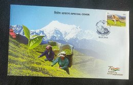 India 2022 Darjeeling Tea,  GI Tag Special Cover Food ,HIMALAYAS Monkey, Tea Beverage (**) Inde Indien - Lettres & Documents