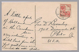 CURACAO - 1924 - 12½c Wilhelmina Sole Franking - Picture Postcard To USA - Curazao, Antillas Holandesas, Aruba