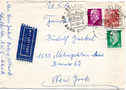 58154 - DDR - 1962 - 30Pfg 5-Jahr-Plan MiF A LpBf BELZIG - MIT BURG EISENHARDT ... -> New York, NY (USA) - Storia Postale