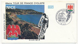 FRANCE - Env. Affr 2f Blason De Nice - Obl "68eme Tour De France Cycliste - Départ - 06 Nice - 25/26 Juin 1981" - Wielrennen