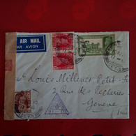 LETTRE DEVANT INDE POUR GENEVE CACHET CENSURE 1940 PAR AVION - Autres & Non Classés