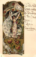 Cpa ART NOUVEAU  1903 JEUNE FEMME EN VOILE FLEURS DORURE   Illustrateur NON IDENTIFIE - 1900-1949