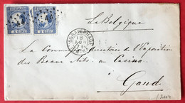 Pays-Bas N°19 (x2) Sur Lettre De Rotterdam 1871 Pour Gand, Belgique - (C004) - Briefe U. Dokumente