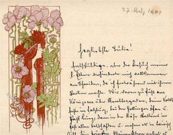 Jugendstil Frau Zierbrief 1901 I-II Art Nouveau - Unclassified