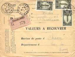 1931 - Enveloppe RECC PTT " Valeurs à Recouvrer " De Casablanca Affr. 1,50 Fr. - Briefe U. Dokumente