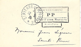 1926 - Petite Enveloppe Carte De Visite De St Pierre Et Miquelon En PP " Gouvernement / St Pierre Et Miquelon " - Briefe U. Dokumente