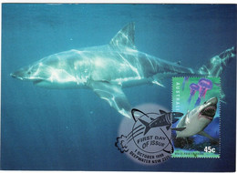 Australia 1998 Planet Ocean,White Pointer Shark, Maximum Card - Meereswelt