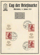 NS-GEDENKBLATT WK II - Großes Gedenkblatt - TAG Der BRIEFMARKE WIESBADEN 1939 Mit S-o Und ZUSAMMENDRUCKEN - Selten! I - Unclassified