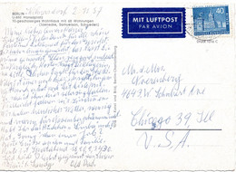 58219 - Berlin - 1957 - 40Pfg Bauten EF A LpAnsKte BERLIN -> Chicago, IL (USA) - Cartas & Documentos
