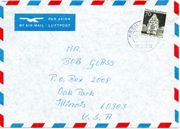 58220 - Bund - 1970 - 70Pfg Gr.Bauten EF A LpBf FREILASSING -> Oak Park, IL (USA) - Covers & Documents