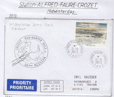 TAAF Alfred Faure Crozet 2013 Cover Midwinterday Ca Crozet 21-6-2013 (MW211) - Covers & Documents