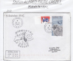 TAAF Alfred Faure Crozet 2015 Cover Midwinterday Ca Crozet 21-6-2015 (MW211B) - Covers & Documents