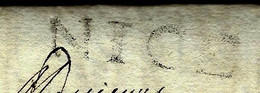 1784 LAC  J.B.Guide Négociant MARQUE POSTALE "NICE"  38 Mm X 8mm  Pour Lejeans Fr. Négociants Banquiers Marseille - 1701-1800: Precursores XVIII