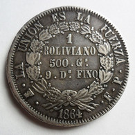 BOLIVIA  -  1 Boliviano  - 1864 - Bolivie