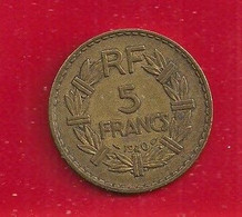FRANCE -  5 FRANCS - 1940 - J. 5 Franchi