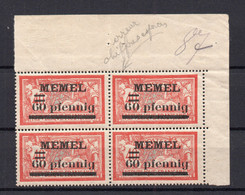 !!! MEMEL, BLOC DE 4 N°24/24a (CHIFFRES ESPACES) NEUF ** - Unused Stamps
