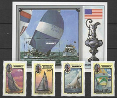 Dominica 1977 MNH MS + 4v, America's Cup, Water Sports, Ships - Waterski