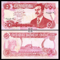 Iraq Banknote 5 Dinars Saddam Hussein UNC - Irak