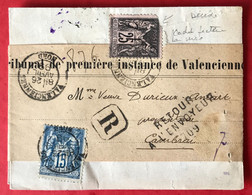 France N°90 Et 97 Sur Bande Journal TAD CHARGEMENTS VALENCIENNE 26.4.1899 - Griffe DECEDE - (C062) - 1877-1920: Semi Modern Period