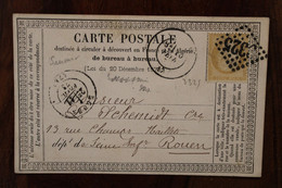 1873 Cérès Angers Cover Couleur Bistre GC 3325 Carte Postale Saumur Rouen Tad Ambulant De Jour Au Dos - 1871-1875 Ceres
