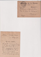 GUERRE 14/18-POSTE NAVALE-L. EN F.M.-CAD PARIS 1/5/1918+SERVICE A LA MER-MINISTERE DE LA MARINE ++ - Oorlogszegels