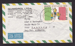 Brazil: Airmail Cover To Germany, 1973, 1 Stamp, Soccer, Football, Jules Rimet Cup, Sports (damaged, See Scan) - Brieven En Documenten