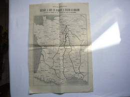 Carte Des Chemins De Fer Bourges Gien Projet Paris Narbonne 31 X 45 Cm - Europe