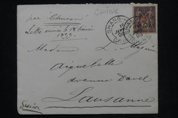 CHINE - Type Sage Surchargé Chine Sur Enveloppe De Shanghai En 1899 Pour La Suisse - L 119905 - Briefe U. Dokumente