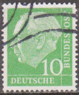 ALLEMAGNE FÉDÉRALE -1953-54 -70º Aniversário Do Presidente Thedore Heuss   10 P. Vert-jaune. D.14  (o)  Y&T Nº 67 - Gebraucht