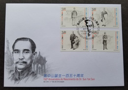 Macau Macao 150th Dr. Sun Yat Sen 2016 Costumes (stamp FDC) - Lettres & Documents