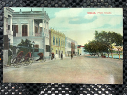 MACAU 19 CENTUARY  PICTURE POST CARD - VIEW OF PRAIA GRANDE WITH BUILDINGS - GOVERNOR HOUSE, RICKSHAW - Macao