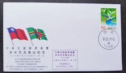 Taiwan Water Resource 1997 Flag Butterfly Bird River Environment Protection Fish (FDC) *Dominica Stamp Expo - Brieven En Documenten